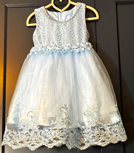 Girls blue sleeveless lace - blue,
