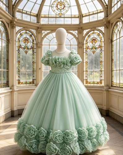 Girls mint green flower - mint, girl