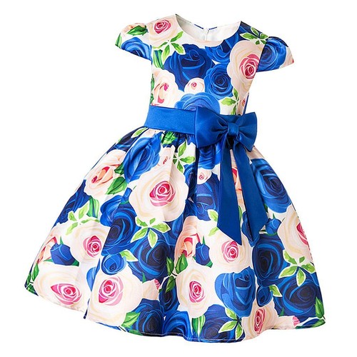 Flower girl dress rose printed - dress,
