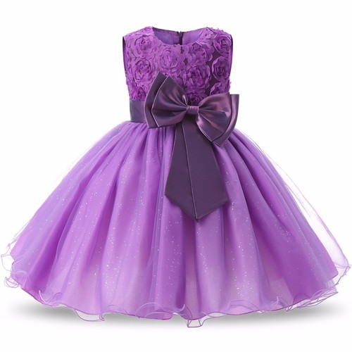 Girls party dress rose - rose, bow